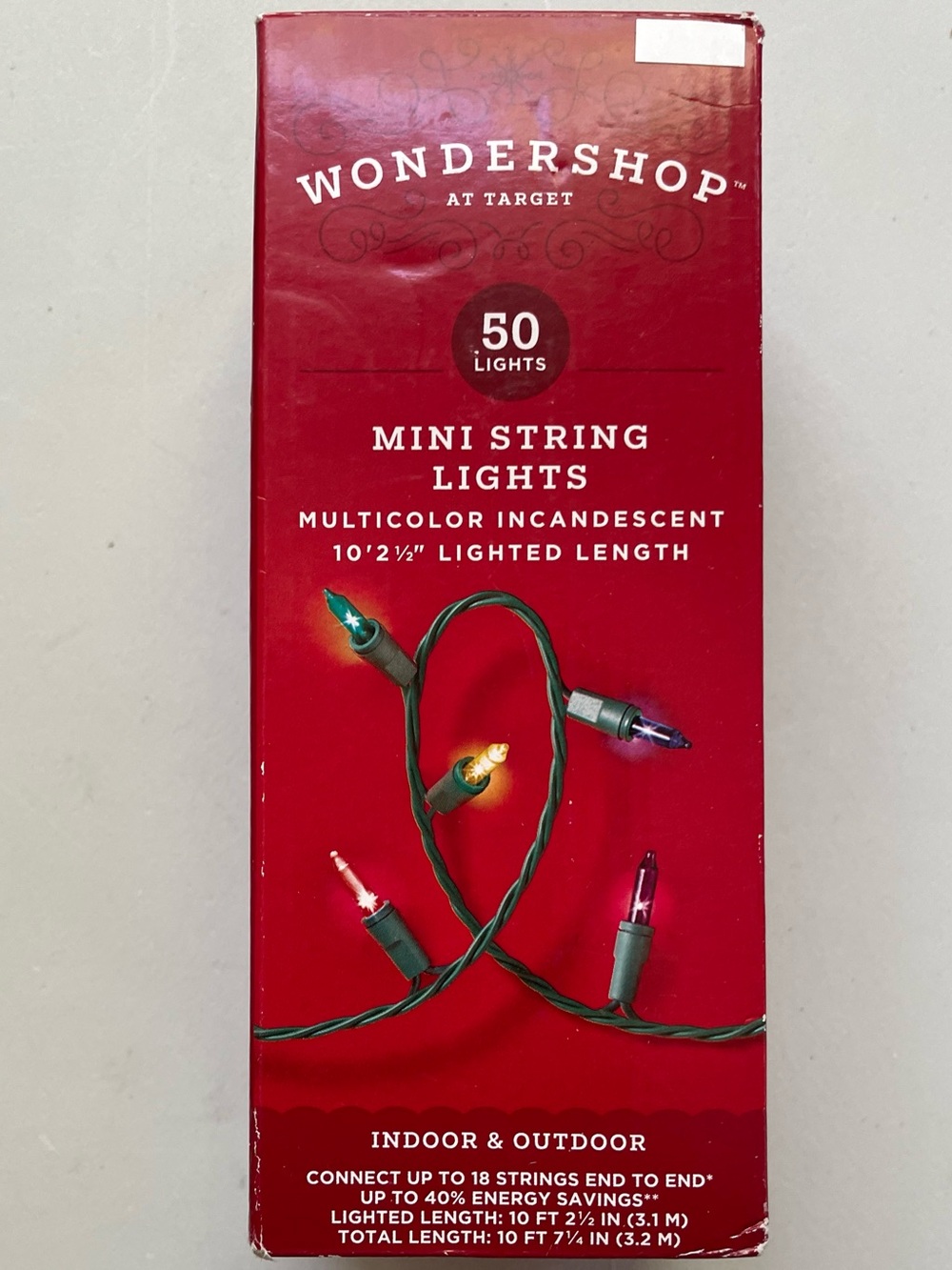 Wondershop Target 50ct Multicolor Mini String Lights Green Wire NWT
